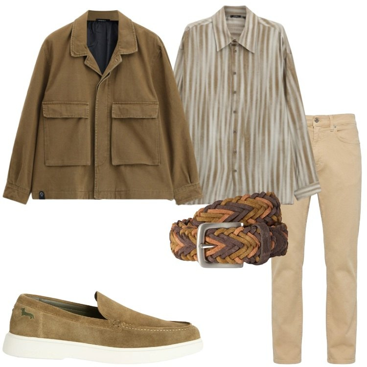 Outfit uomo - Autunno. Stile Trendy per Ufficio. Abbinamento con pantaloni, scarpe stringate, cinture, camicie, cappotti.