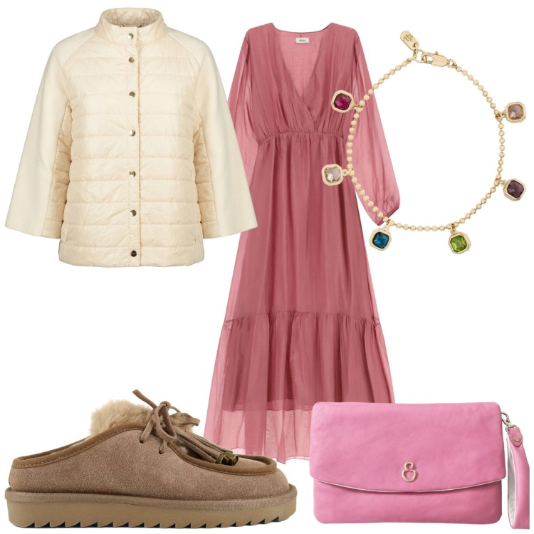 Outfit donna - Speciale accessori suede la borsa. Stile Boho per Tutti i giorni. Abbinamento con vestiti lunghi, pochette, blazer, braccialetti, sabot.