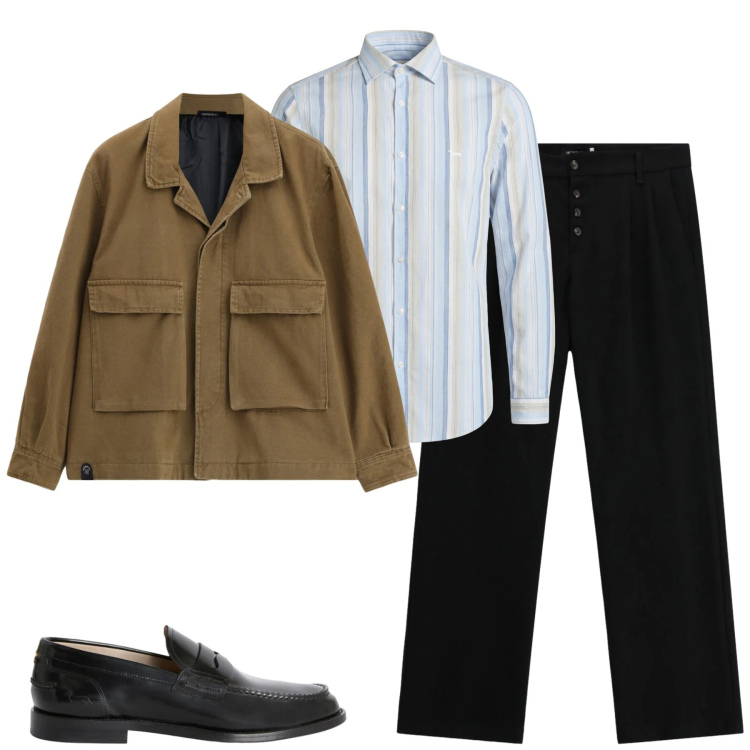 Outfit uomo - City. Stile Urban per Tutti i giorni. Abbinamento con camicie, scarpe stringate, cappotti, pantaloni.