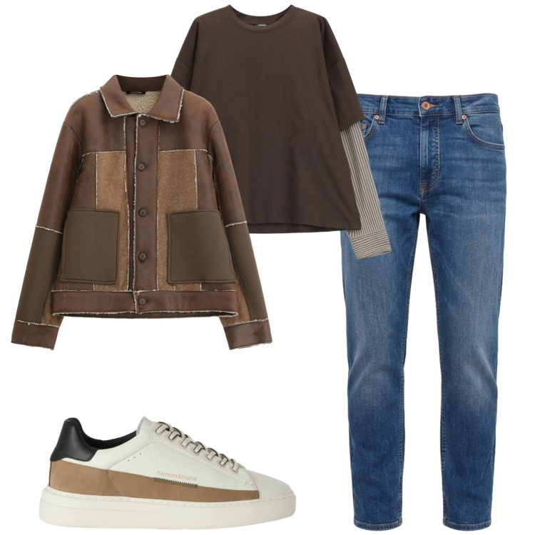 Outfit uomo - City. Stile Casual per Tutti i giorni. Abbinamento con sneakers, jeans, t-shirt, cappotti.