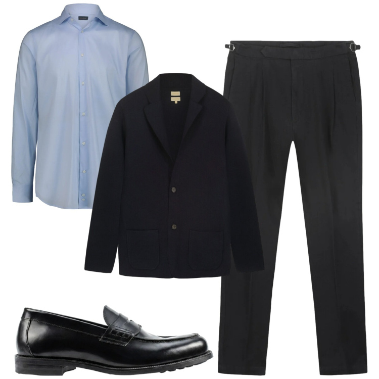 Outfit uomo - City. Stile Urban per Tutti i giorni. Abbinamento con camicie, pantaloni, scarpe stringate, cardigans.