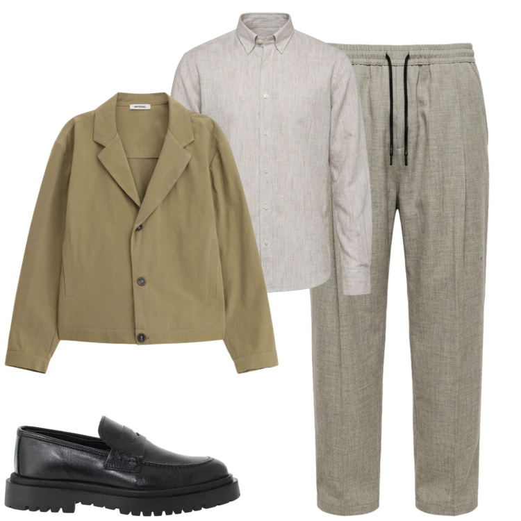 Outfit uomo - City. Stile Casual per Tutti i giorni. Abbinamento con camicie, scarpe stringate, giacche, pantaloni.