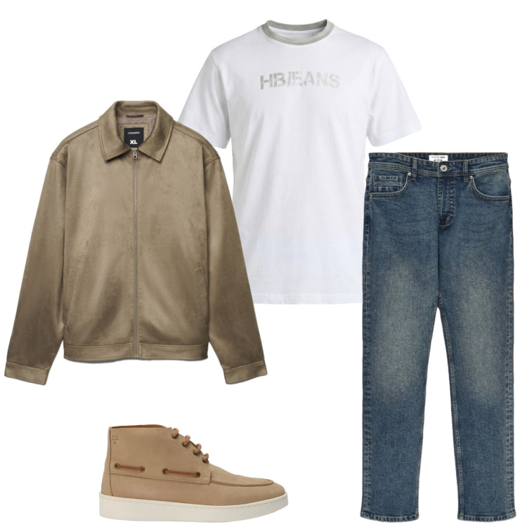 Outfit uomo - Total look #2473365. Stile Casual per Tutti i giorni. Abbinamento con t-shirt, stivali e stivaletti, giacche, jeans.