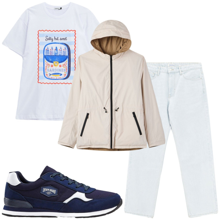 Outfit uomo - Total look #2473387. Stile Casual per Tutti i giorni. Abbinamento con sneakers, jeans, t-shirt, giacche.