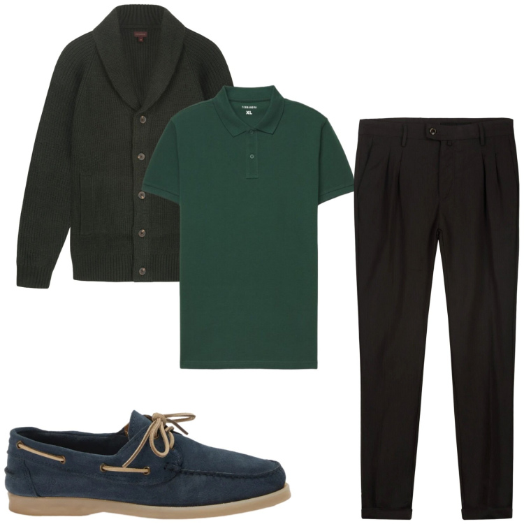 Outfit uomo - Total look #2473410. Stile Casual per Tutti i giorni. Abbinamento con scarpe stringate, pantaloni, cardigans, polo.