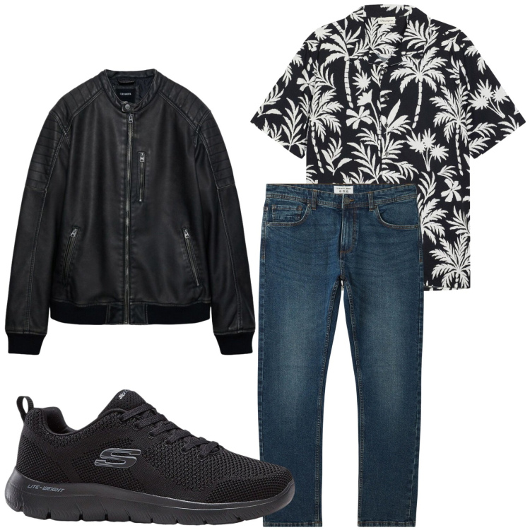 Outfit uomo - Total look #2473415. Stile Casual per Tutti i giorni. Abbinamento con sneakers, camicie a manica corta, jeans, giacche.