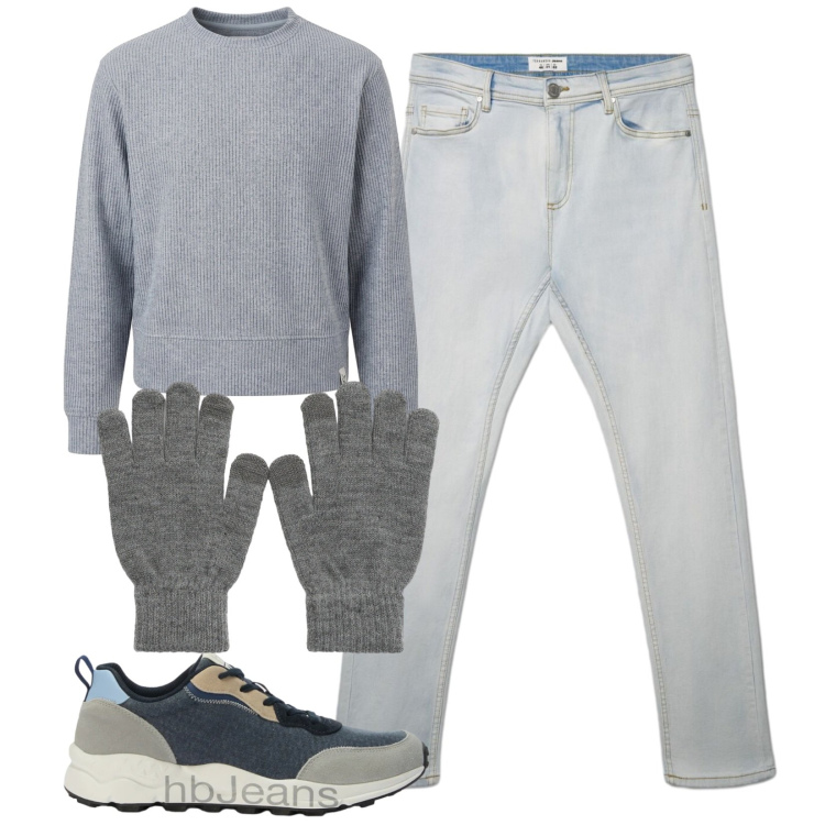 Outfit uomo - Total look #2473417. Stile Casual per Tutti i giorni. Abbinamento con sneakers, felpe, guanti, jeans skinny.