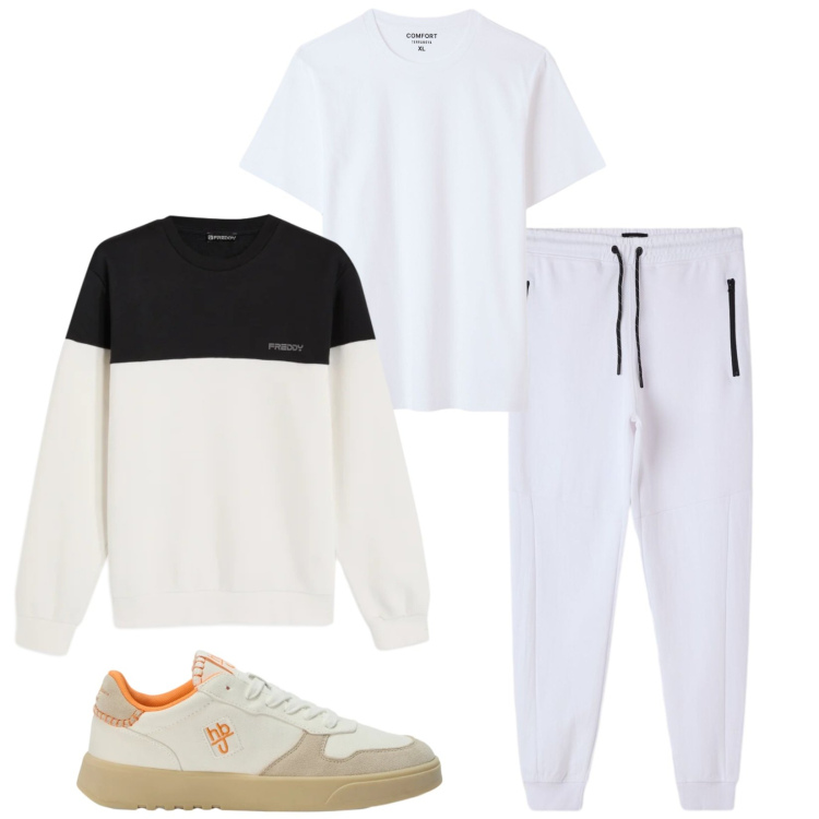 Outfit uomo - Total look #2473419. Stile Casual per Sport. Abbinamento con sneakers, felpe, pantaloni, t-shirt.