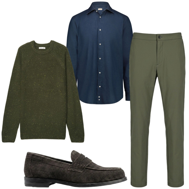Outfit uomo - Total look #2473426. Stile Business/Elegante per Serata speciale. Abbinamento con camicie, scarpe stringate, pantaloni, maglieria.