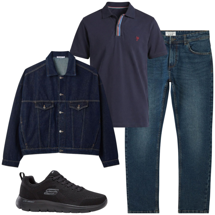 Outfit uomo - Total look #2473442. Stile Trendy per Tutti i giorni. Abbinamento con sneakers, polo, jeans, cappotti.
