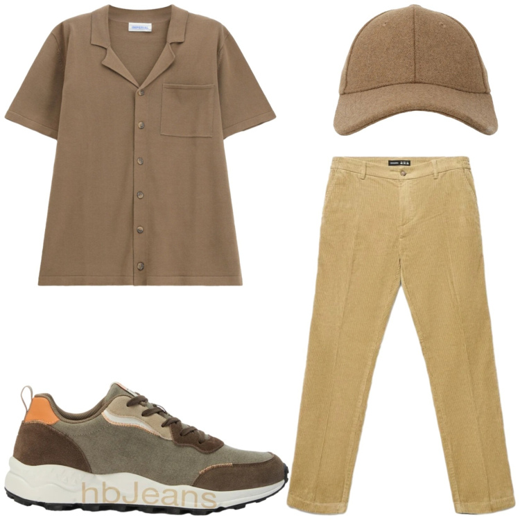 Outfit uomo - Total look #2473454. Stile Casual per Tutti i giorni. Abbinamento con sneakers, camicie a manica corta, pantaloni chino, cappelli con visiera.