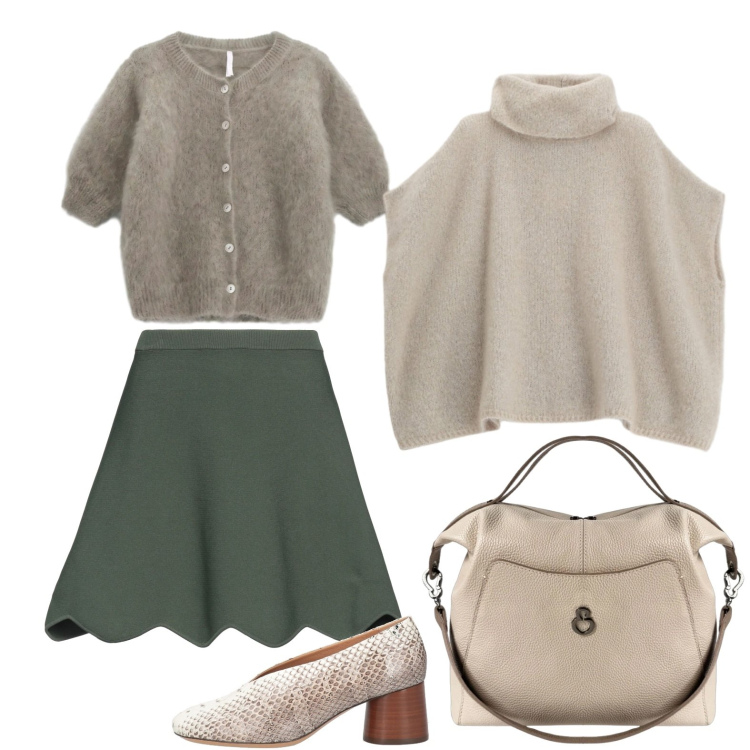 Outfit donna - La gonna a trapezio. Stile Bon Ton per Serata fuori. Abbinamento con minigonne, décolleté, cardigans, maglieria, borse a mano.