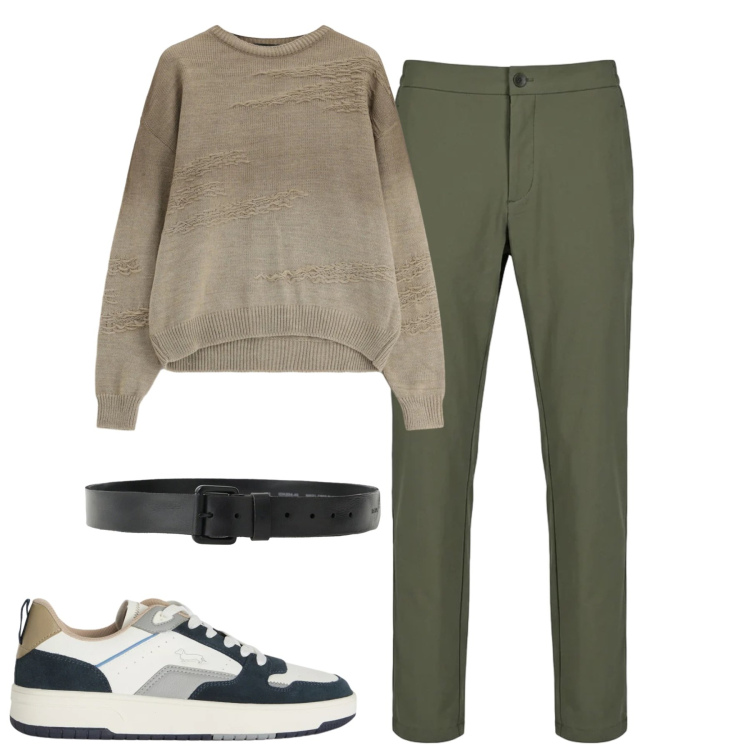 Outfit uomo - Total look #2473472. Stile Casual per Tutti i giorni. Abbinamento con sneakers, maglieria, cinture, pantaloni.