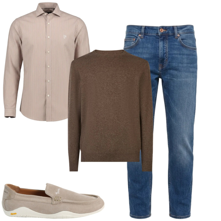 Outfit uomo - Total look #2473480. Stile Casual per Tutti i giorni. Abbinamento con jeans, camicie, scarpe stringate, maglieria.