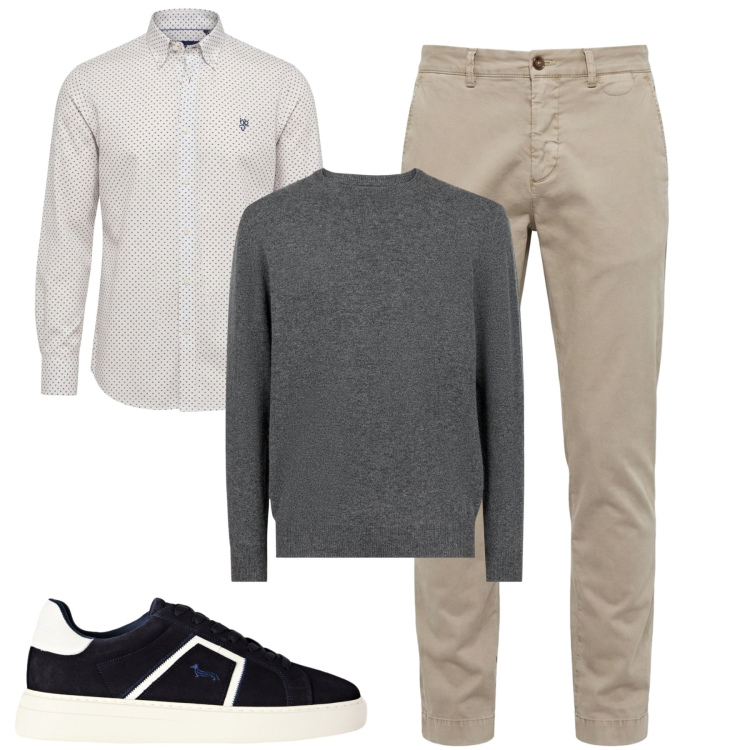 Outfit uomo - Total look #2473481. Stile Urban per Tutti i giorni. Abbinamento con sneakers, camicie, pantaloni chino, maglieria.