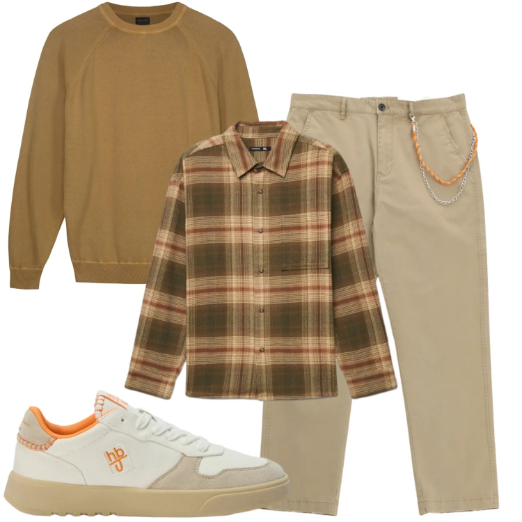 Outfit uomo - City. Stile Casual per Tutti i giorni. Abbinamento con sneakers, pantaloni, maglieria, camicie.