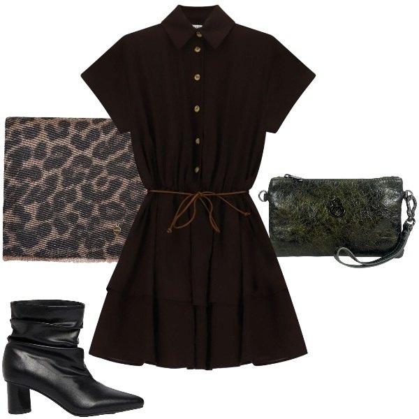 Outfit donna - Settembre. Stile Urban per Tutti i giorni. Abbinamento con stivaletti, vestiti corti, sciarpe, pochette.