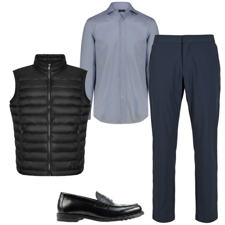 Outfit uomo - Total look #2473508. Stile Trendy per Ufficio. Abbinamento con camicie, scarpe stringate, piumini, pantaloni.