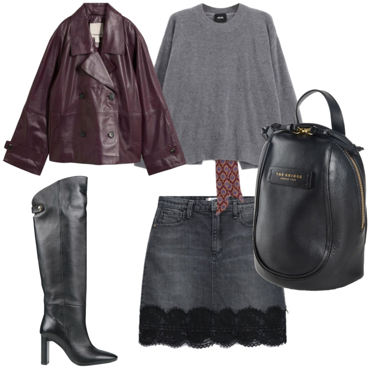 Outfit donna - Mini con pizzo. Stile Casual per Tutti i giorni. Abbinamento con zaini, stivali, caban, minigonne, maglieria.