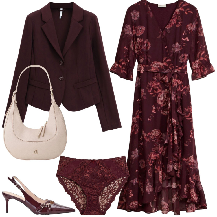 Outfit donna - Serata fuori. Stile Romantica per Serata fuori. Abbinamento con vestiti, culotte, blazer, borse a tracolla, décolleté.