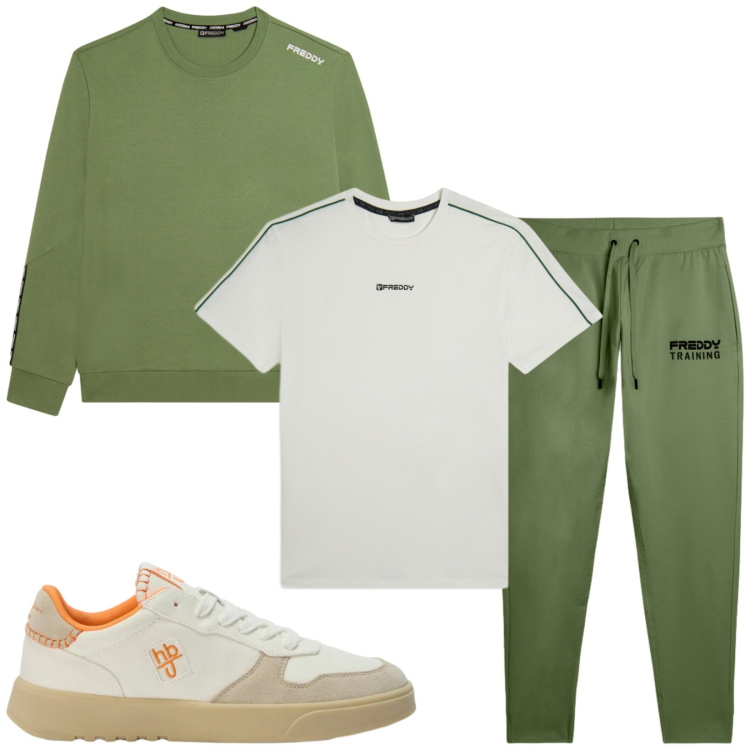 Outfit uomo - Total look #2473580. Stile Urban per Tutti i giorni. Abbinamento con sneakers, t-shirt, felpe, pantaloni.