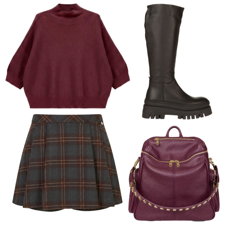 Outfit donna - Anfibi con la mini. Stile Urban per Tutti i giorni. Abbinamento con stivali, maglieria, minigonne, zaini.