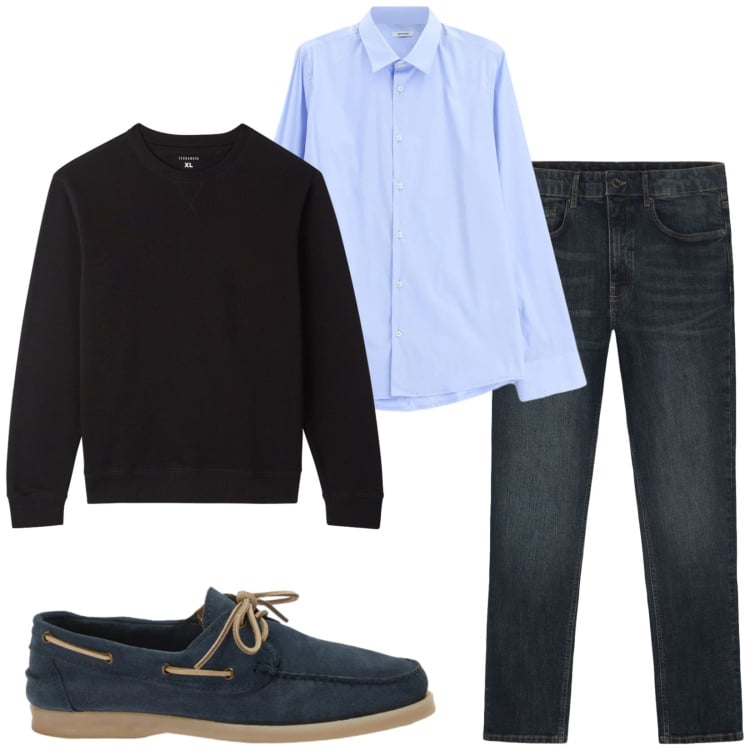 Outfit uomo - Total look #2473610. Stile Trendy per Serata speciale. Abbinamento con scarpe stringate, camicie, jeans, felpe.