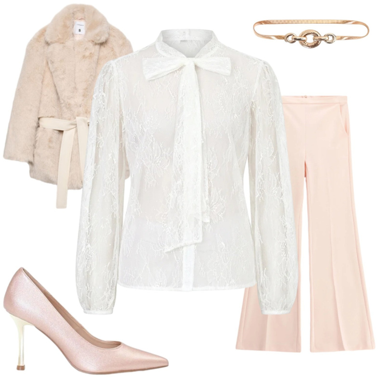 Outfit donna - Romantico pizzo. Stile Bon Ton per Serata fuori. Abbinamento con cappotti, pantaloni, cinture, décolleté, bluse.