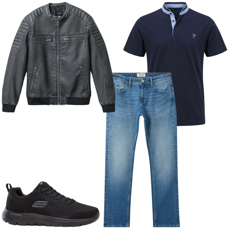 Outfit uomo - Total look #2473665. Stile Urban per Tutti i giorni. Abbinamento con sneakers, polo, jeans, giacche.