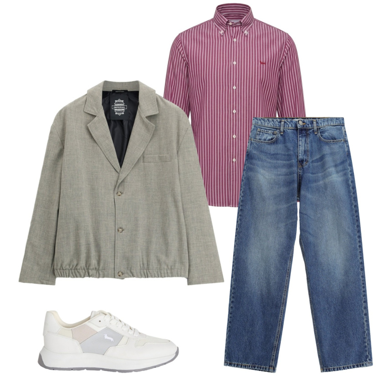 Outfit uomo - Total look #2473667. Stile Trendy per Tutti i giorni. Abbinamento con camicie, sneakers, jeans, giacche.