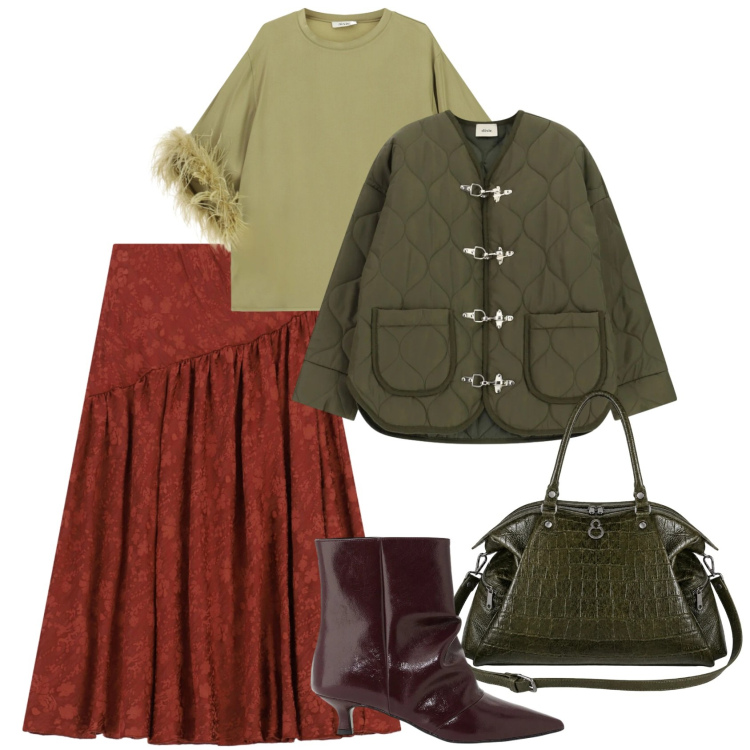 Outfit donna - Dixie total look. Stile Chic per Serata fuori. Abbinamento con gonne lunghe, stivaletti, giacche, top, shopping bag.