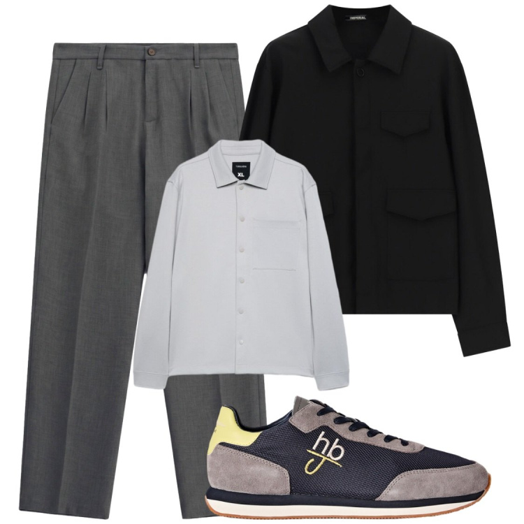 Outfit uomo - Total look #2473775. Stile Urban per Ufficio. Abbinamento con sneakers, cappotti, pantaloni, camicie.