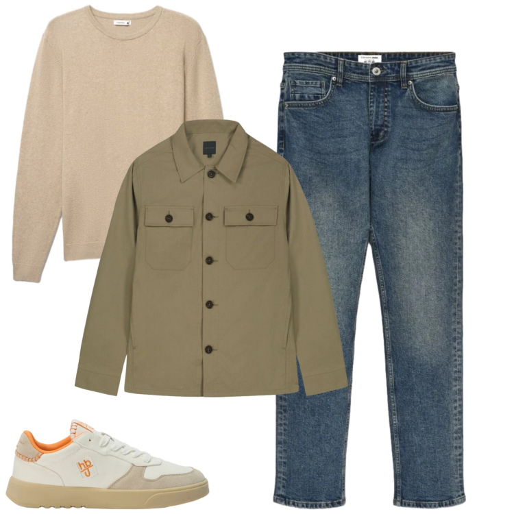 Outfit uomo - City. Stile Casual per Tutti i giorni. Abbinamento con sneakers, cappotti, jeans, maglieria.
