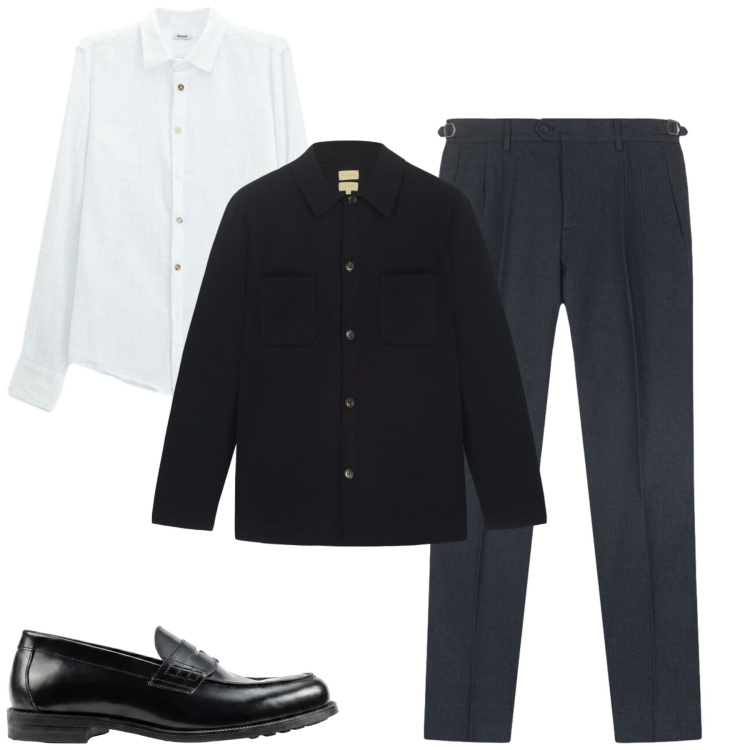 Outfit uomo - Autunno in ufficio. Stile Business/Elegante per Ufficio. Abbinamento con camicie, scarpe stringate, jeans, cappotti.
