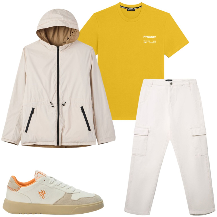 Outfit uomo - Total look #2473852. Stile Casual per Tutti i giorni. Abbinamento con sneakers, t-shirt, pantaloni cargo, giacche.