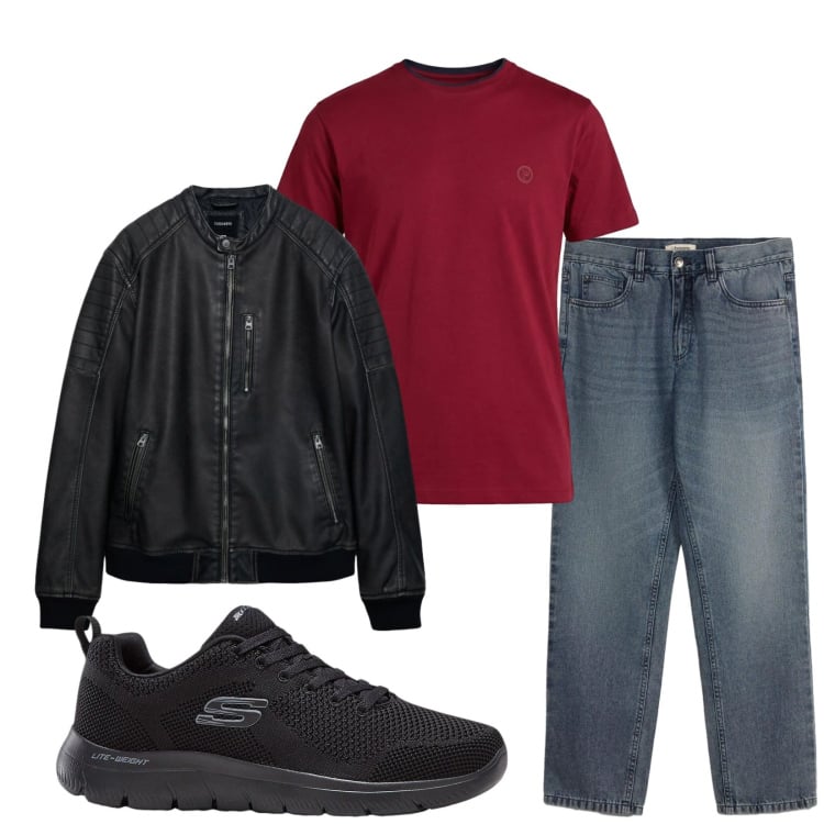 Outfit uomo - Total look #2473865. Stile Casual per Tutti i giorni. Abbinamento con sneakers, jeans dritti, t-shirt, giacche.
