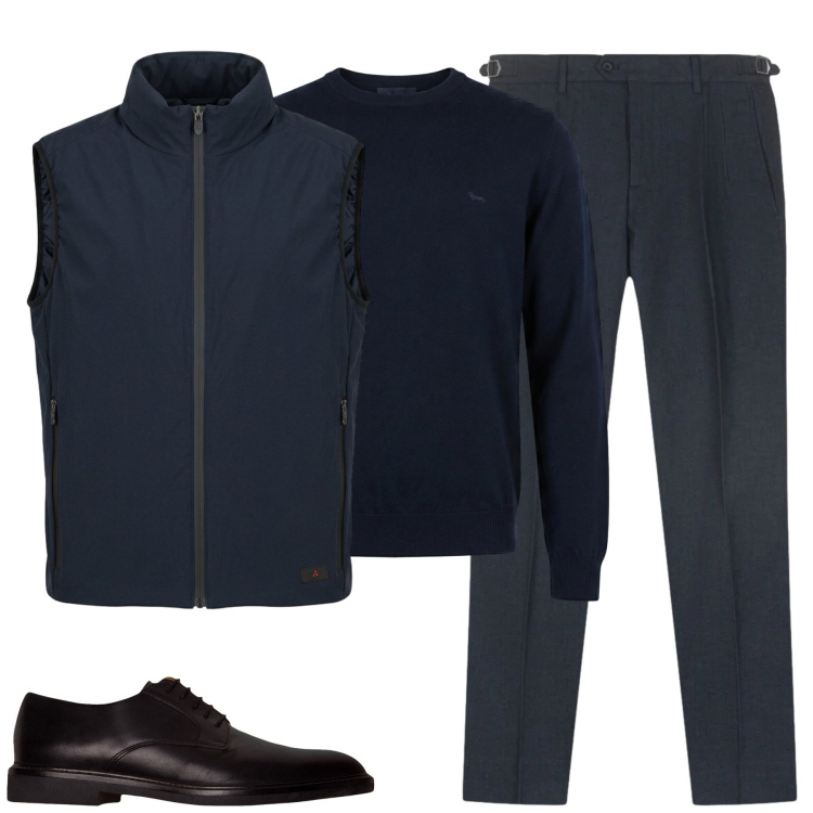 Outfit uomo - Al lavoro. Stile Urban per Tutti i giorni. Abbinamento con pullovers, scarpe stringate, jeans, piumini.