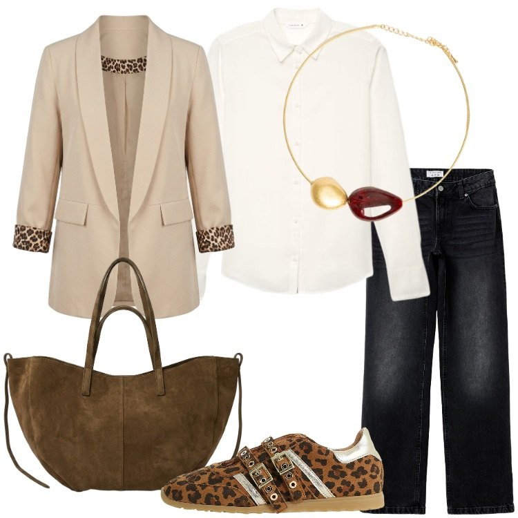 Outfit donna - Dark denim - Il jeans per l\'autunno. Stile Trendy per Tutti i giorni. Abbinamento con sneakers, jeans, camicie, blazer, borse tote, collane.