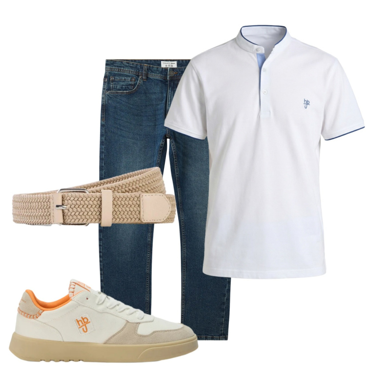 Outfit uomo - Total look #2474069. Stile Casual per Tutti i giorni. Abbinamento con cinture, sneakers, polo, jeans.