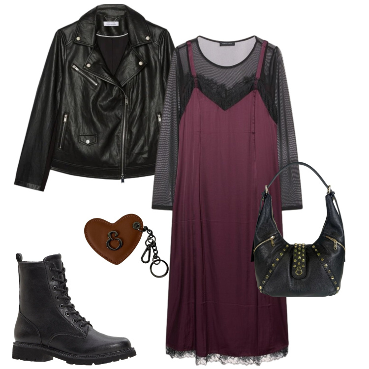 Outfit donna - Un mix aggressive. Stile Sporty chic per Serata fuori. Abbinamento con stivaletti, vestiti midi/longuette, giacche, borse a spalla, portachiavi.