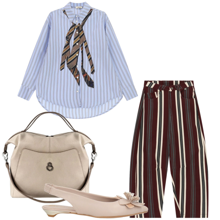 Outfit donna - Total look #2474085. Stile Casual chic per Tutti i giorni. Abbinamento con ballerine, pantaloni, camicie, borse a mano.