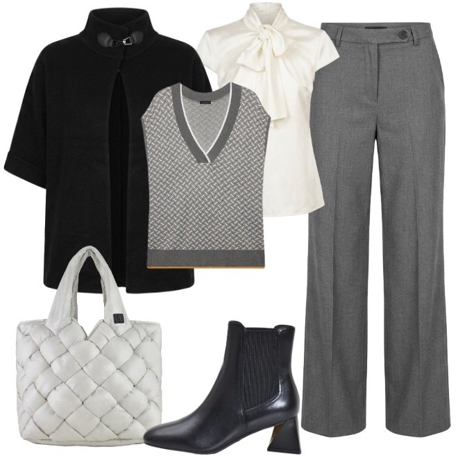 Outfit donna - Caban e stivaletti. Stile Urban per Tutti i giorni. Abbinamento con stivaletti, maglieria, borse tote, pantaloni a palazzo, camicie, cappe.