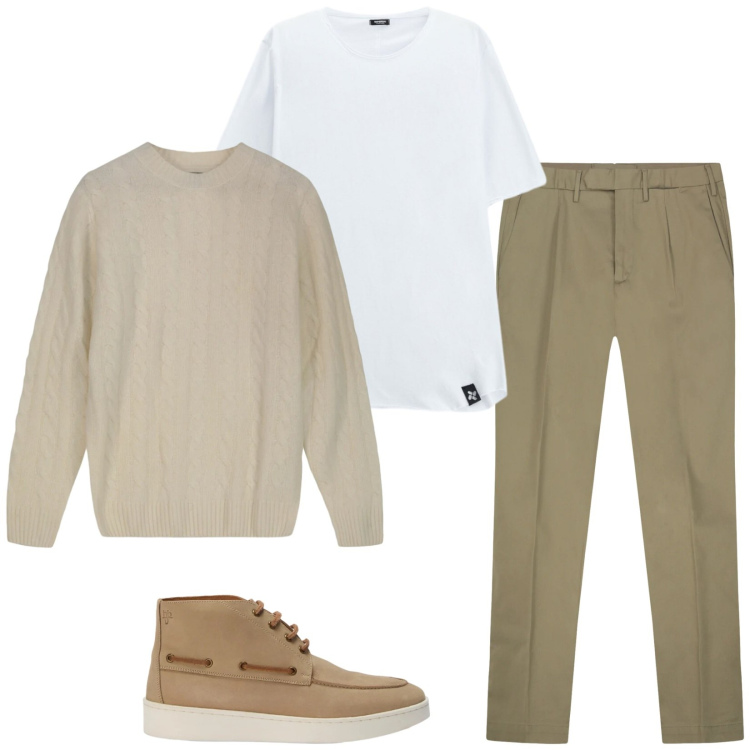 Outfit uomo - Total look #2474125. Stile Casual per Tutti i giorni. Abbinamento con stivali e stivaletti, t-shirt, pantaloni, maglieria.