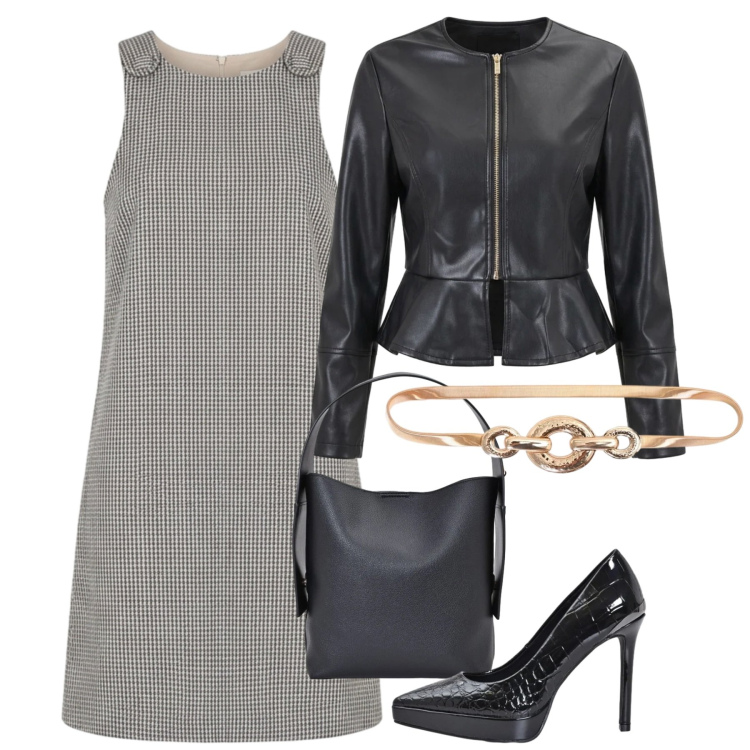 Outfit donna - Rinascimento - Dietro la trama FW26. Stile Bon Ton per Ufficio. Abbinamento con vestiti corti, décolleté, giacche, cinture, borse a spalla.
