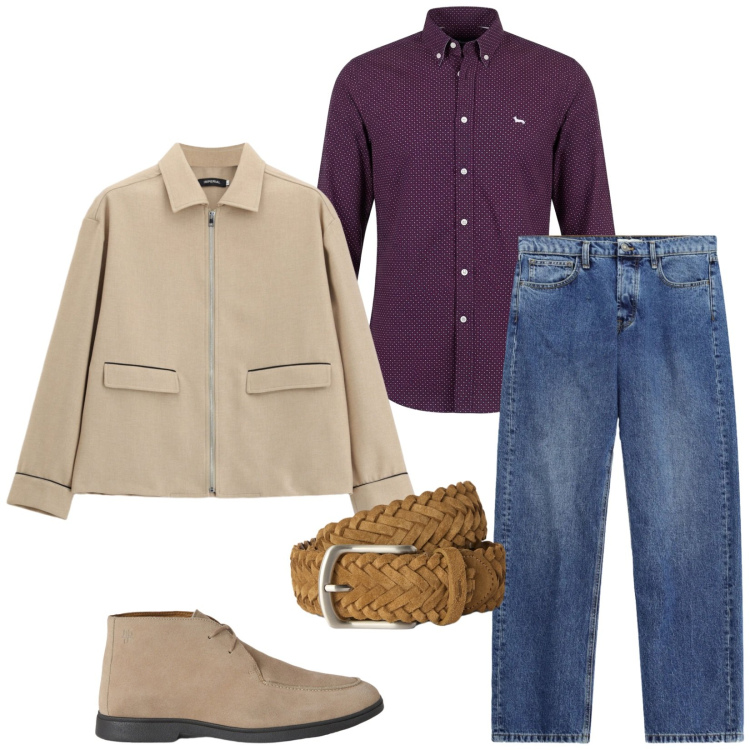 Outfit uomo - Total look #2474134. Stile Casual per Tutti i giorni. Abbinamento con camicie, cinture, stivali e stivaletti, cappotti, jeans.