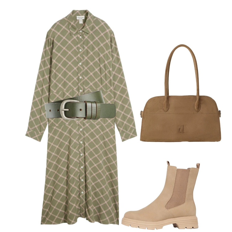 Outfit donna - Settembre. Stile Bon Ton per Tutti i giorni. Abbinamento con vestiti chemisier, stivaletti, cinture, borse a spalla.