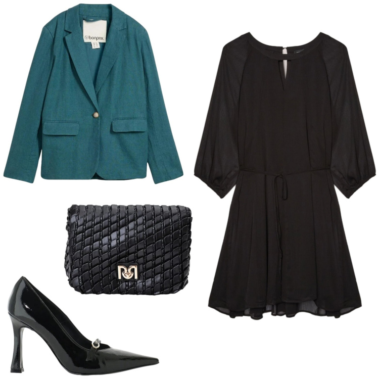 Outfit donna - Total look #2474153. Stile Chic per Ufficio. Abbinamento con blazer, décolleté, borse a tracolla, vestiti corti.