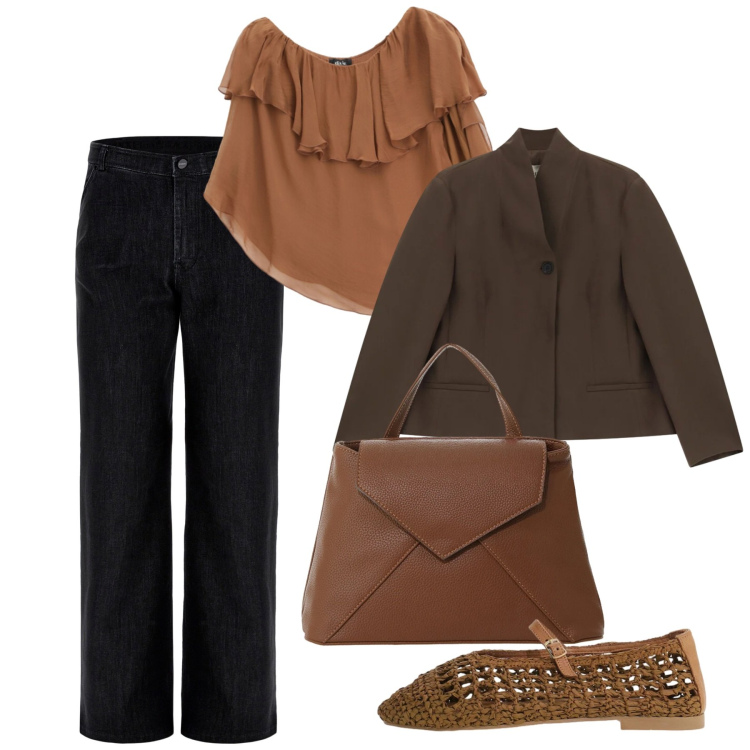 Outfit donna - Dark denim - Il jeans per l\'autunno. Stile Bon Ton per Tutti i giorni. Abbinamento con jeans, borse a mano, blazer, bluse, ballerine.