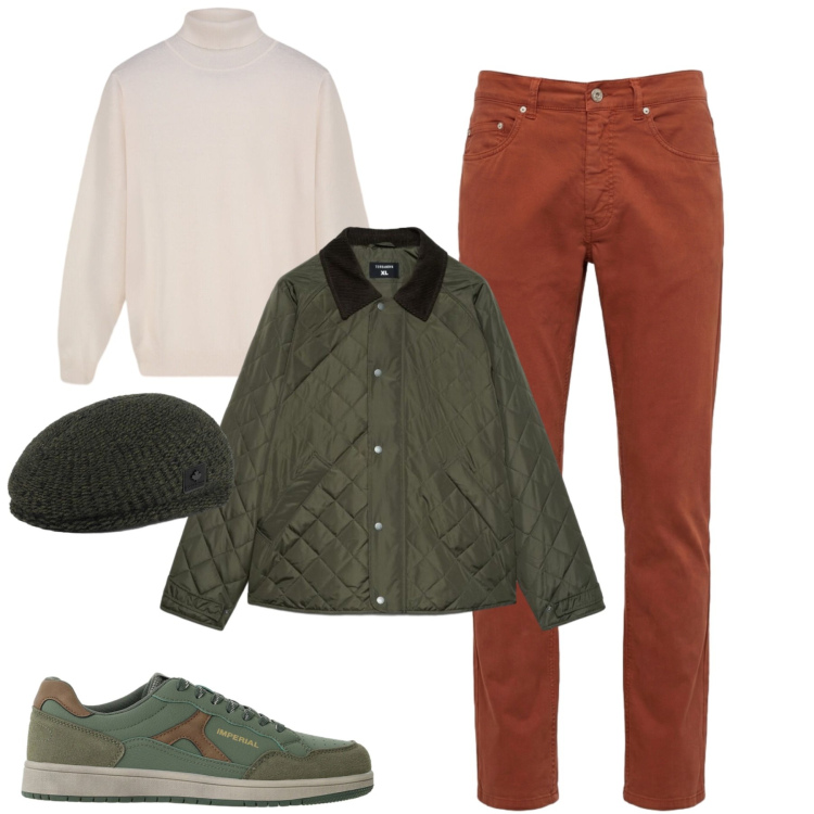 Outfit uomo - Fall. Stile Casual per Tutti i giorni. Abbinamento con pantaloni, sneakers, pullovers, giacche, berretti.