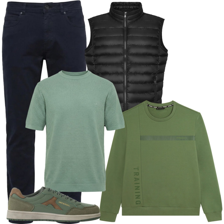 Outfit uomo - Total look #2474303. Stile Casual per Tutti i giorni. Abbinamento con t-shirt, pantaloni, sneakers, felpe, piumini.